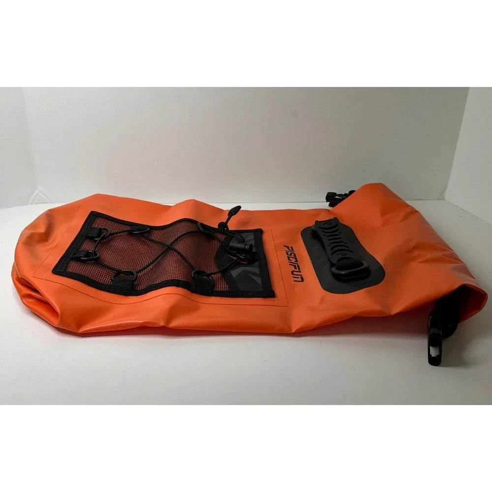 PISCIFUN Waterproof Dry Bag Backpack Orange Rubber Fishing Excellent Condition